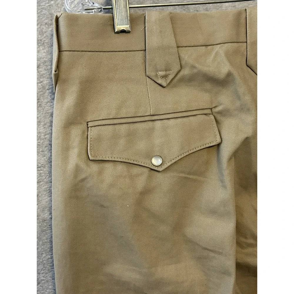 Circle S Western Pants Mens W33.5 Unhemmed Snap Flap Pockets Tan CP57-05 NWT